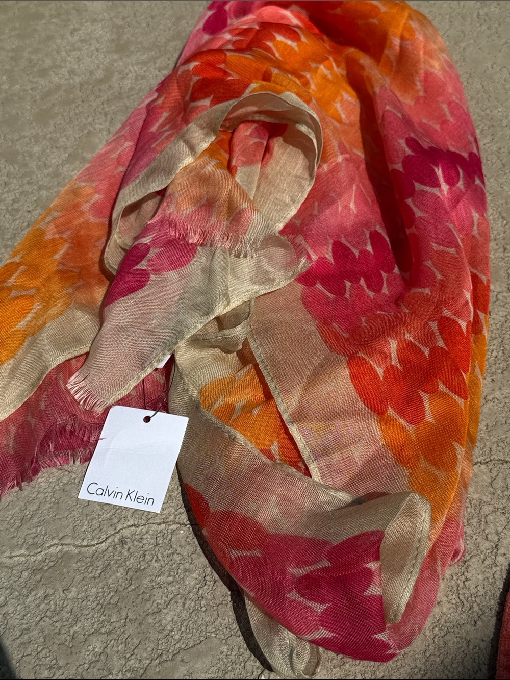 Calvin Klein Pink, Orange & Beige Floral Ombre Wrap